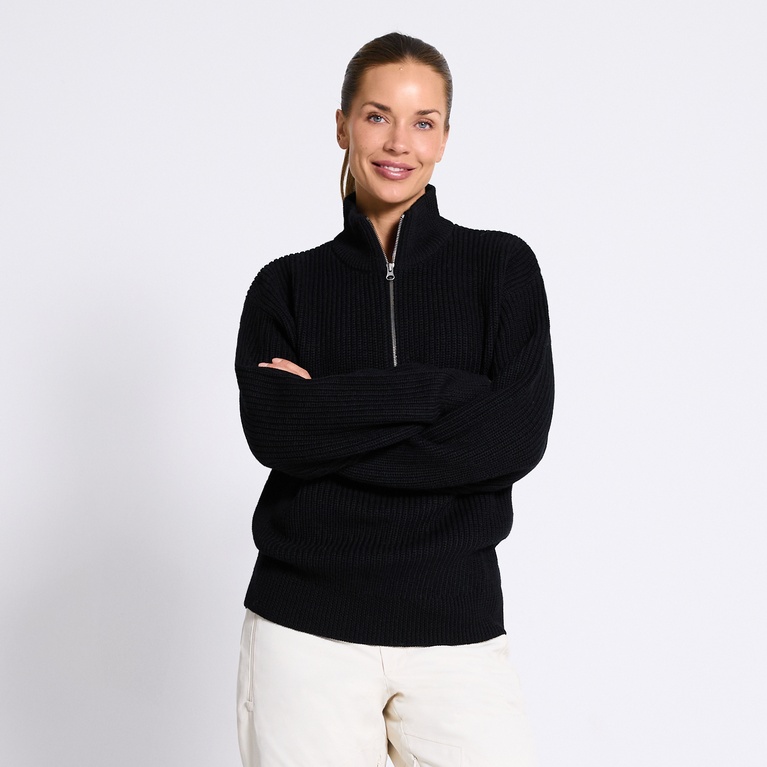 Wool sweater "Piteå Collar" Black-Black